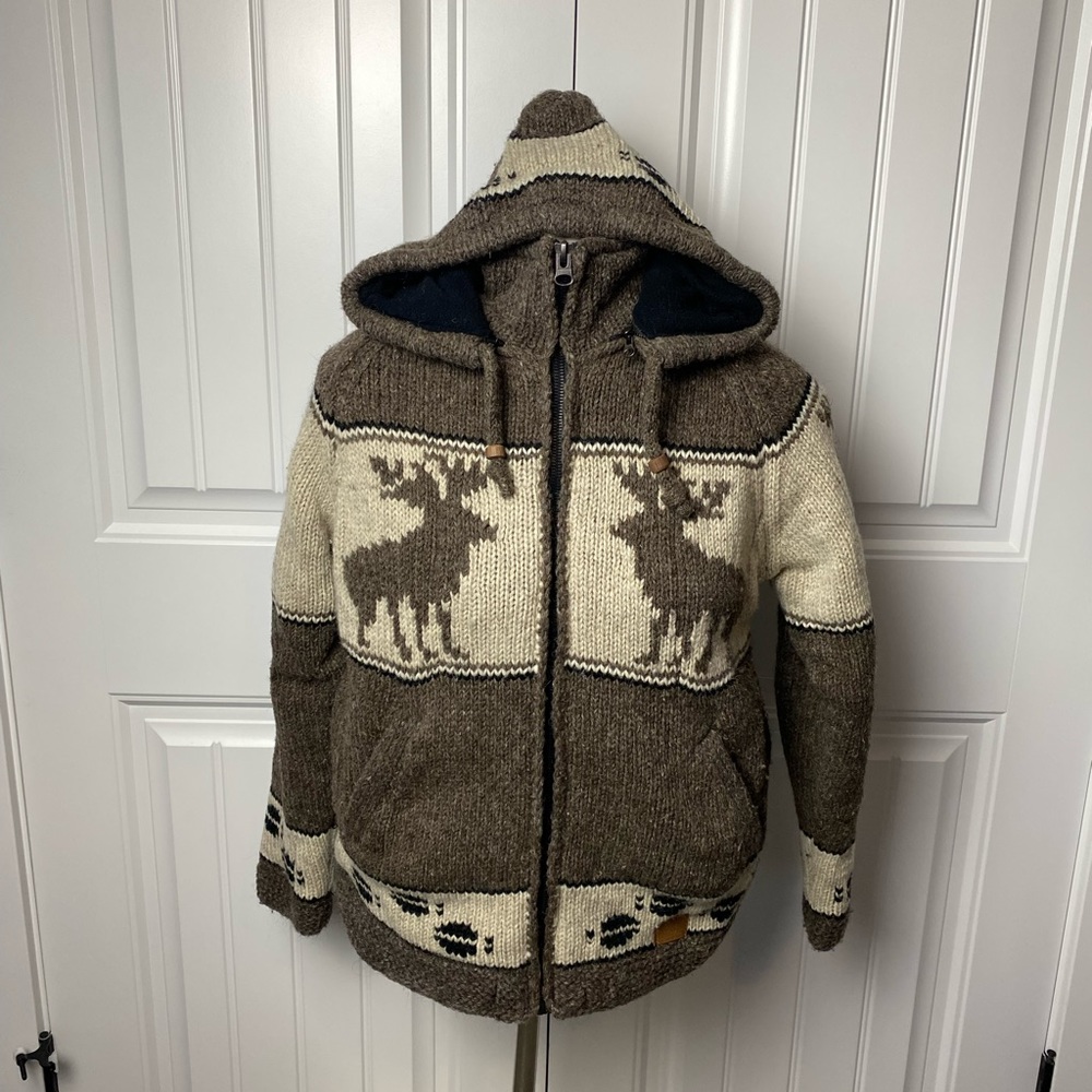 Northern lifestyle Canadian Knitted Cardigan Fleece Lined